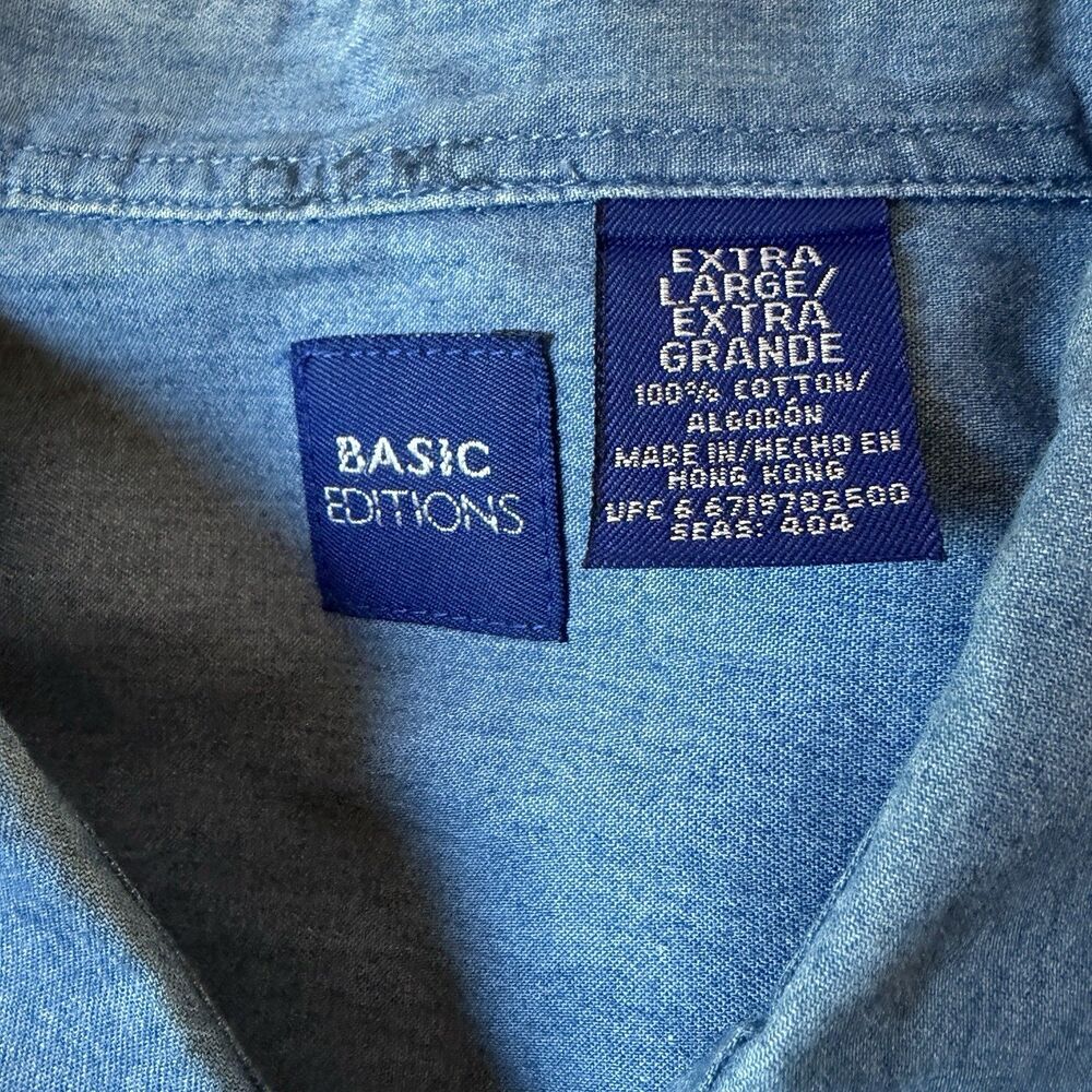 Vintage Basic Editions Chambray Button Front Up S… - image 8